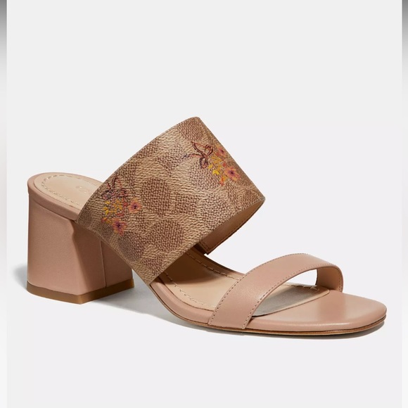 Coach Mae Mule With Floral Bow Print block heel - Picture 1 of 10
